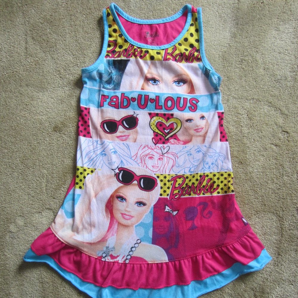 Girl's BARBIE Nightgown - Mattel - Size M(7-8) Sleeveless, Ruffle bottom